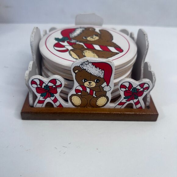 House of Lloyd Teddy Bear Coaster and Holder Set of 6 NEW Christmas Holiday 1988 - Picture 9 of 9